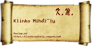 Klinko Mihály névjegykártya